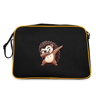 Cooler Igel Cartoon Dab Dabbing Tanz - Retro Tasche - Schwarz/Gold - Hinten