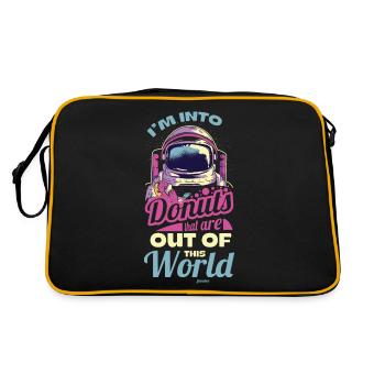 Donut Süssigkeiten Donuts Essen Bäcker Geschenk - Retro Tasche - Schwarz/Gold - Hinten