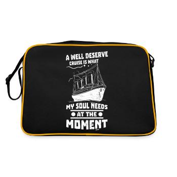 Kreuzfahrtschiff Boot Kapitän Urlaub Ferien - Retro Tasche - Schwarz/Gold - Hinten