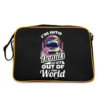 Donut Süssigkeiten Donuts Essen Bäcker Geschenk - Retro Tasche - Schwarz/Gold - Hinten