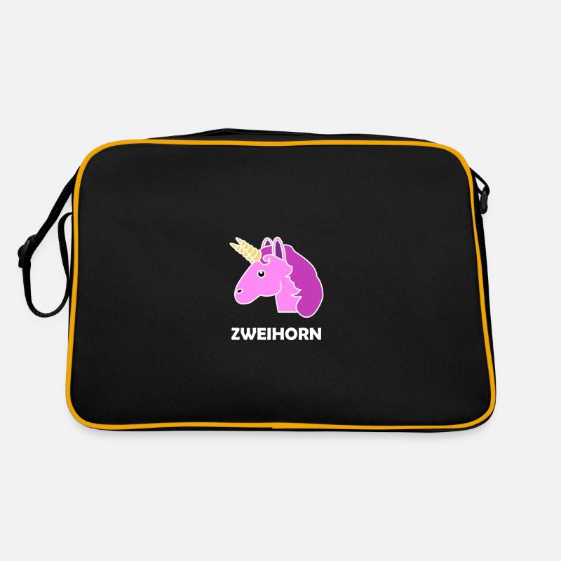 Zweihorn Einhorn - Retro Tasche - Schwarz/Gold