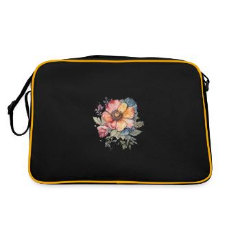 Fleur Épique en Aquarelle : Œuvre Florale Colorée - Sac Retro - noir/or - Dos