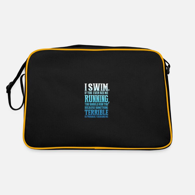 LUSTIGER SCHWIMMER SPRUCH! GESCHENKIDEE - Retro Tasche - Schwarz/Gold