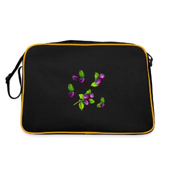 Watercolour Blue Berry Botanical Fruit Pattern - Retro Bag - black/gold - Back
