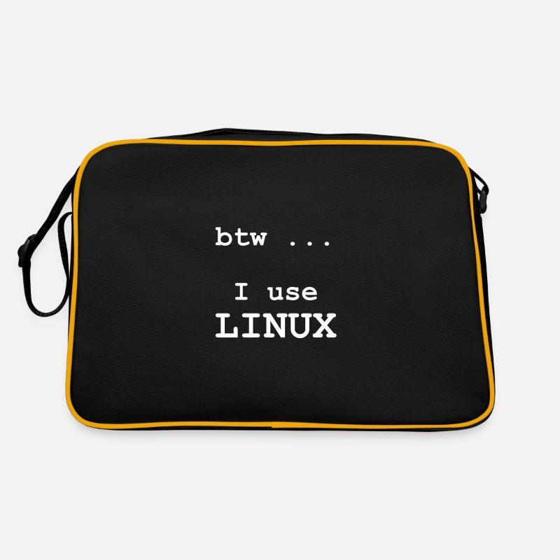 J’utilise Linux - Sac Retro - noir/or