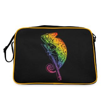 Chamäleon Eidechse Grafik Reptil Chamäleon Liebhaber - Retro Tasche - Schwarz/Gold - Hinten