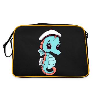 Cheerful Cartoon sea horse in Sailor Hat - Retro Bag - black/gold - Back