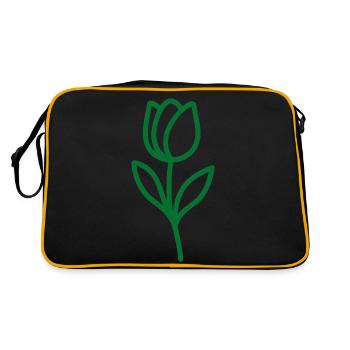 Minimalist floral motif in an elegant one-line - Retro Bag - black/gold - Back