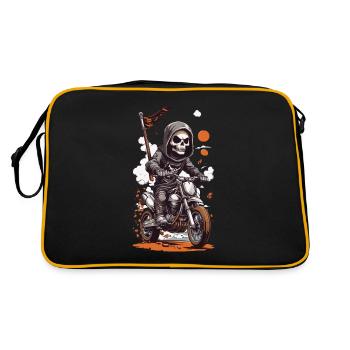motocross skelet biker Halloween dessin animé design - Sac Retro - noir/or - Dos