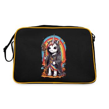 Halloween Unicorn Magician Rainbow and Spell - Retro Bag - black/gold - Back