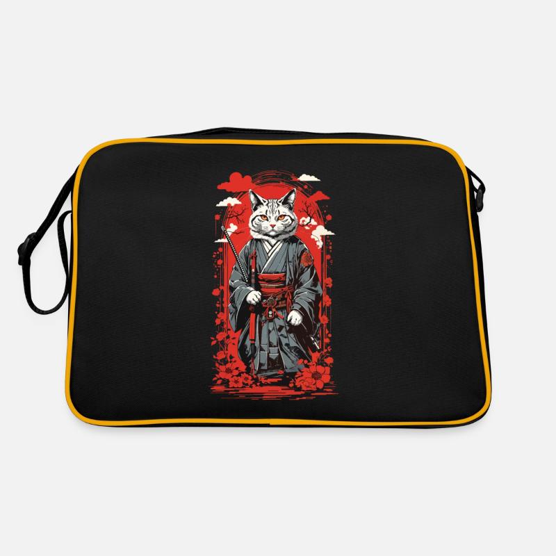 Chat samouraï kawaii rétro style ukiyo-e japon Sac Retro
