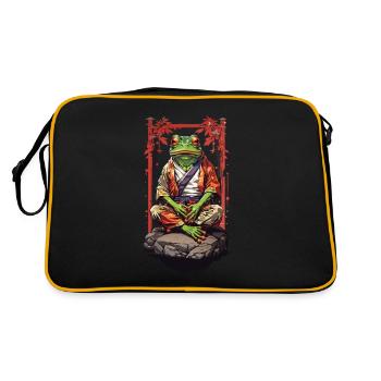 Spirituelle Frosch Meditation Kunst Ästhetik Yoga - Retro Tasche - Schwarz/Gold - Hinten