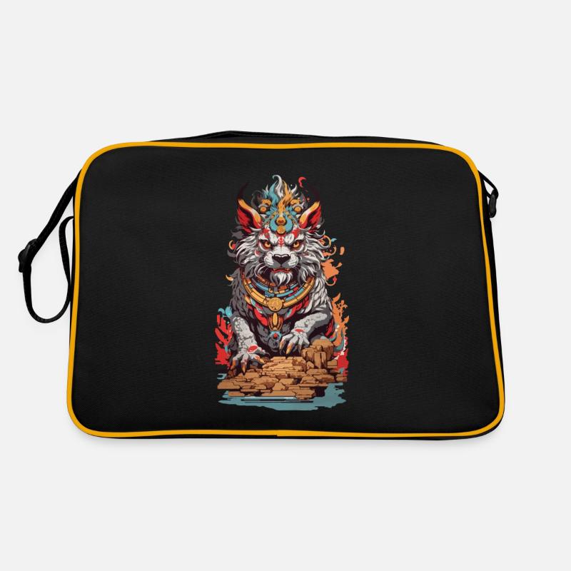 Asiatischer Tempellöwe Ästhetik Chinesischer Löwe Retro Tasche
