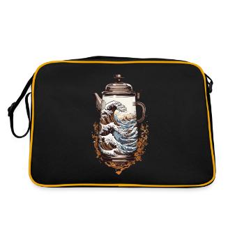 Coffee Ukiyo-E Wave Coffee Pot Streetwear - Retro Bag - black/gold - Back