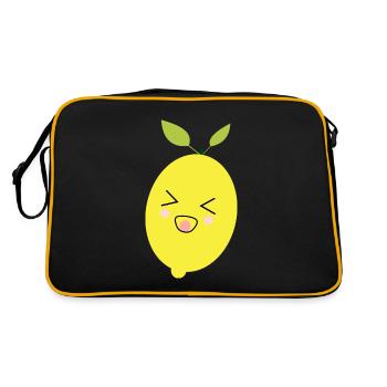 Kawaii Zitrone Kawaii Früchte Kawaii Kinder Design - Retro Tasche - Schwarz/Gold - Hinten