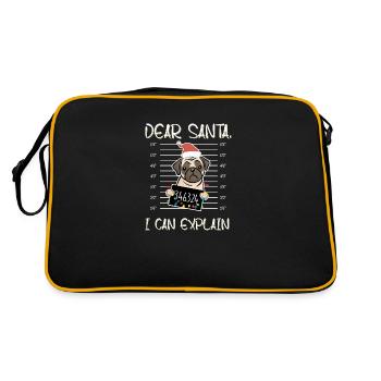 Lustige Weihnachtsstrickjacke Für Mopsliebhaber - Retro Tasche - Schwarz/Gold - Hinten