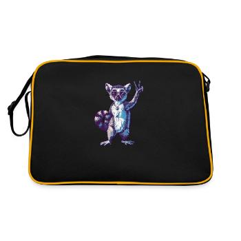 Retro Maki Lemur - Retro Tasche - Schwarz/Gold - Hinten