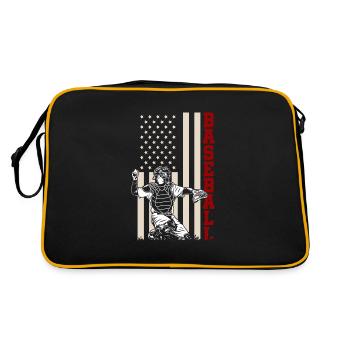 Amerikanische Flagge Baseball Fänger US Sportsman - Retro Tasche - Schwarz/Gold - Hinten