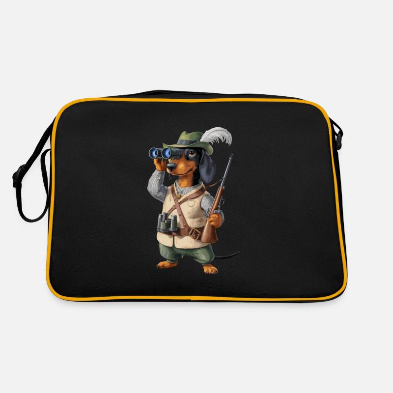 Witzger Jagdhund für einen Jäger mit Hund Retro Tasche