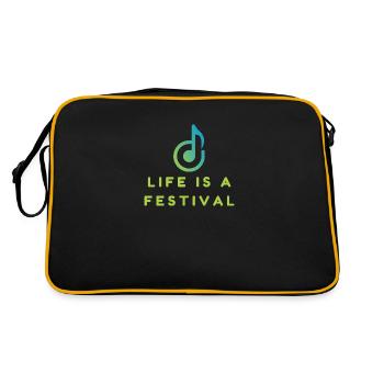 Das Leben ist ein Fest - Retro Tasche - Schwarz/Gold - Hinten