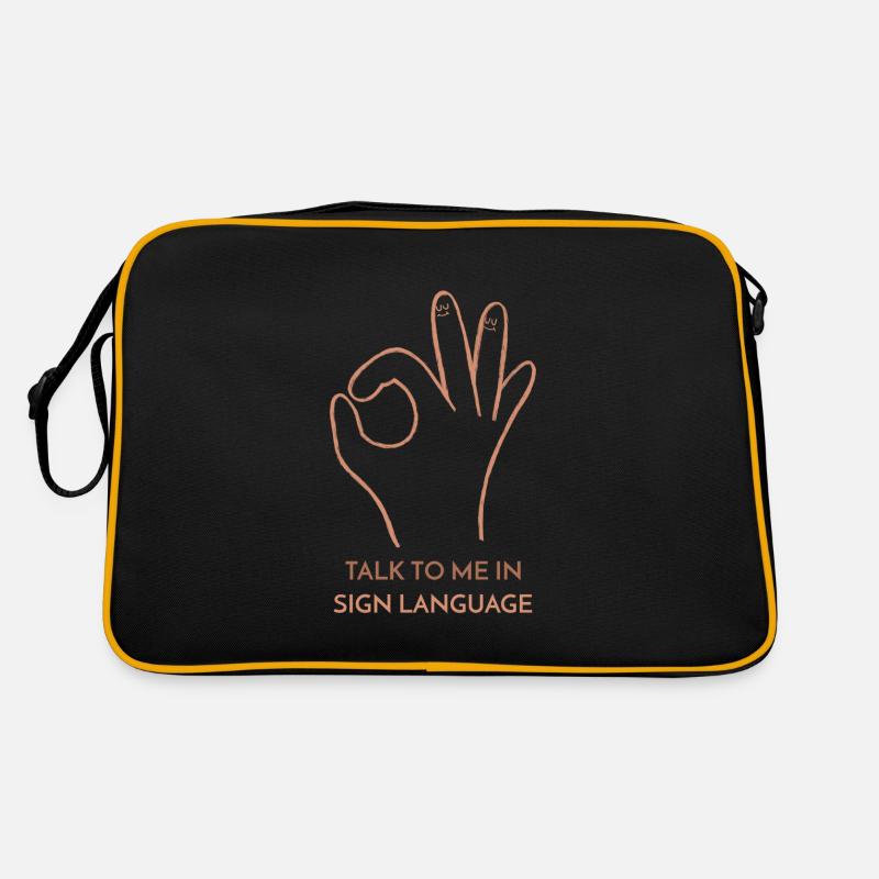 Sprechen Sie mit mir in Gebärdensprache - Retro Tasche - Schwarz/Gold