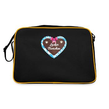 Gingerbread Heart, Heart, Beer, Beer - Retro Bag - black/gold - Back