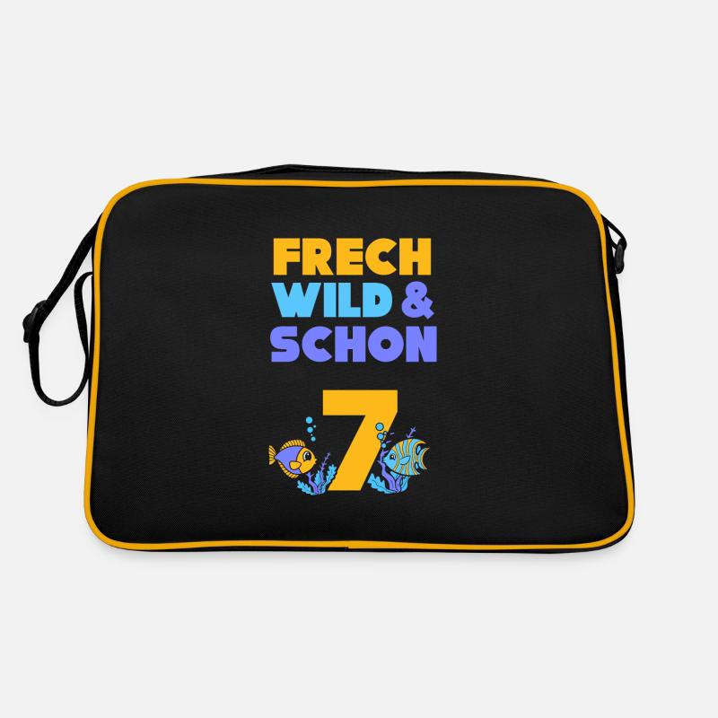 7 Jahre Geburtstag Junge Mädchen Fisch Retro Tasche