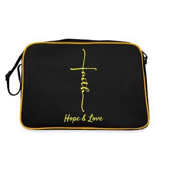Christentum Christlich Gläubig Liebe Geschenk - Retro Tasche - Schwarz/Gold - Hinten