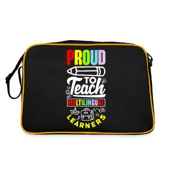 ESL Teacher Linguist Proud To Teach Multilingual - Retro Bag - black/gold - Back