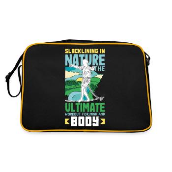 Slacklining in nature the ultimate workout for - Retro Tasche - Schwarz/Gold - Hinten