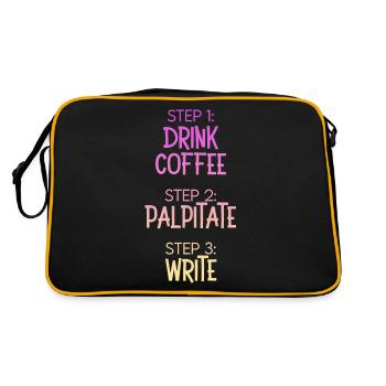 Étape 1 : Buvez du café Étape 2 Palpitez Étape 3 : Écrivez - Sac Retro - noir/or - Dos