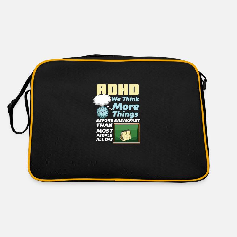 ADHD We Think More Things Before Breakfast Than - Retro Bag - black/gold