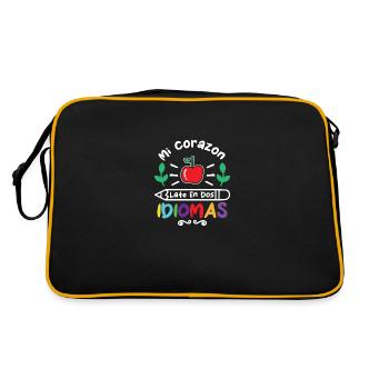Mi Corazon Late En Dos Idiomas - Retro Tasche - Schwarz/Gold - Hinten