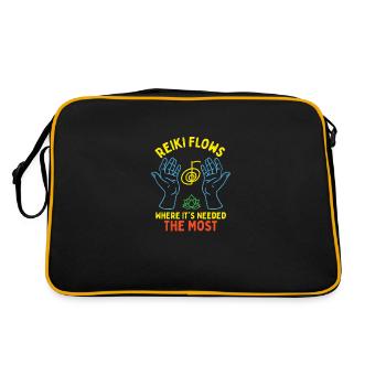 Reiki Flows Where It's Needed The Most - Retro Tasche - Schwarz/Gold - Hinten