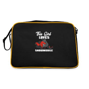 This Girl Loves Her Snowmobile - Retro Tasche - Schwarz/Gold - Hinten
