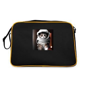 The future cat astronaut - Retro Tasche - Schwarz/Gold - Hinten