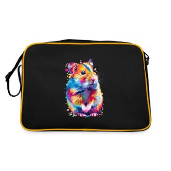 Cute Hamster Rainbow Colors - Retro Bag - black/gold - Back