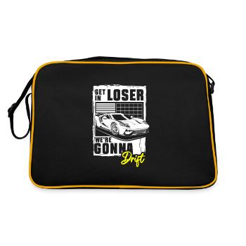 Motorsport Donut Quer Schrauber - Retro Tasche - Schwarz/Gold - Hinten