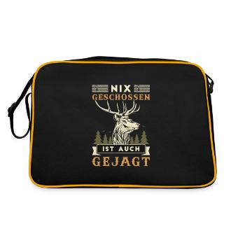 Nix Geschossen Ist Auch Gejagt Jagen Jäger Jagd - Retro Tasche - Schwarz/Gold - Hinten