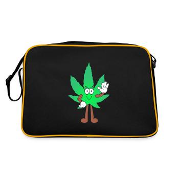 Der Bloom - Weed Cannabis Stoned Hanf Marihuana - Retro Tasche - Schwarz/Gold - Hinten