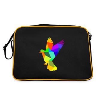 Taube Vogel Regenbogen Tiere Polygon - Retro Tasche - Schwarz/Gold - Hinten