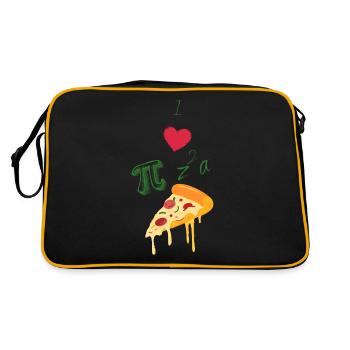 I love Pizza (und Mathe) - Retro Tasche - Schwarz/Gold - Hinten