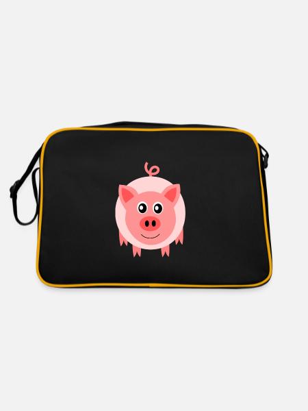 Kawaii Pig Kawaii Piggy Animals Funny - Retro Bag - black/gold - Back