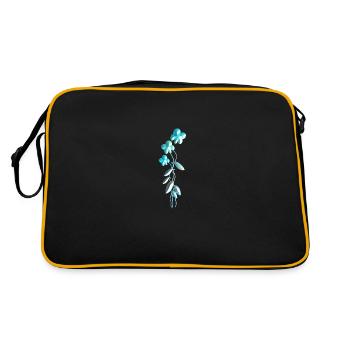 blaue blumen symbol glitzer pflanzen - Retro Tasche - Schwarz/Gold - Hinten