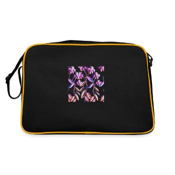 purple flowers pattern glitter plant - Retro Bag - black/gold - Back