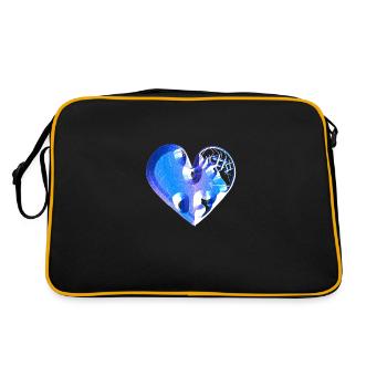 herz blau glitzer narben - Retro Tasche - Schwarz/Gold - Hinten
