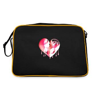 herz symbol gebrochen pink narben - Retro Tasche - Schwarz/Gold - Hinten