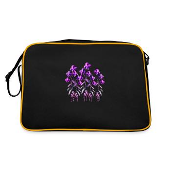 fleurs violettes symbole plante scintillante - Sac Retro - noir/or - Dos