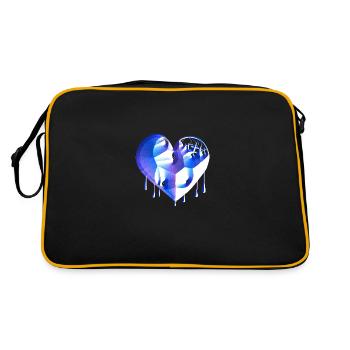 herz symbol gebrochen blau narben - Retro Tasche - Schwarz/Gold - Hinten