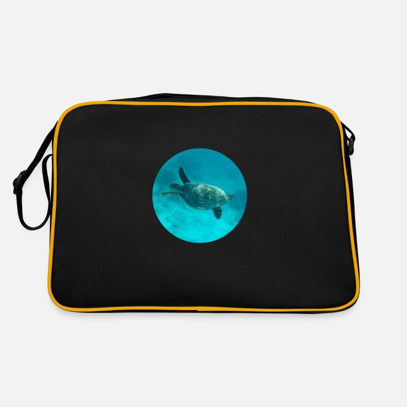 Sea Turtle - Retro Tasche - Schwarz/Gold